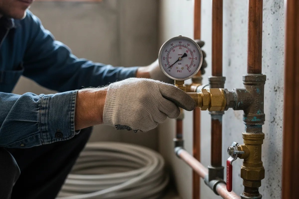 Pressure testing a repaired line during Water Line Repair in Pinole